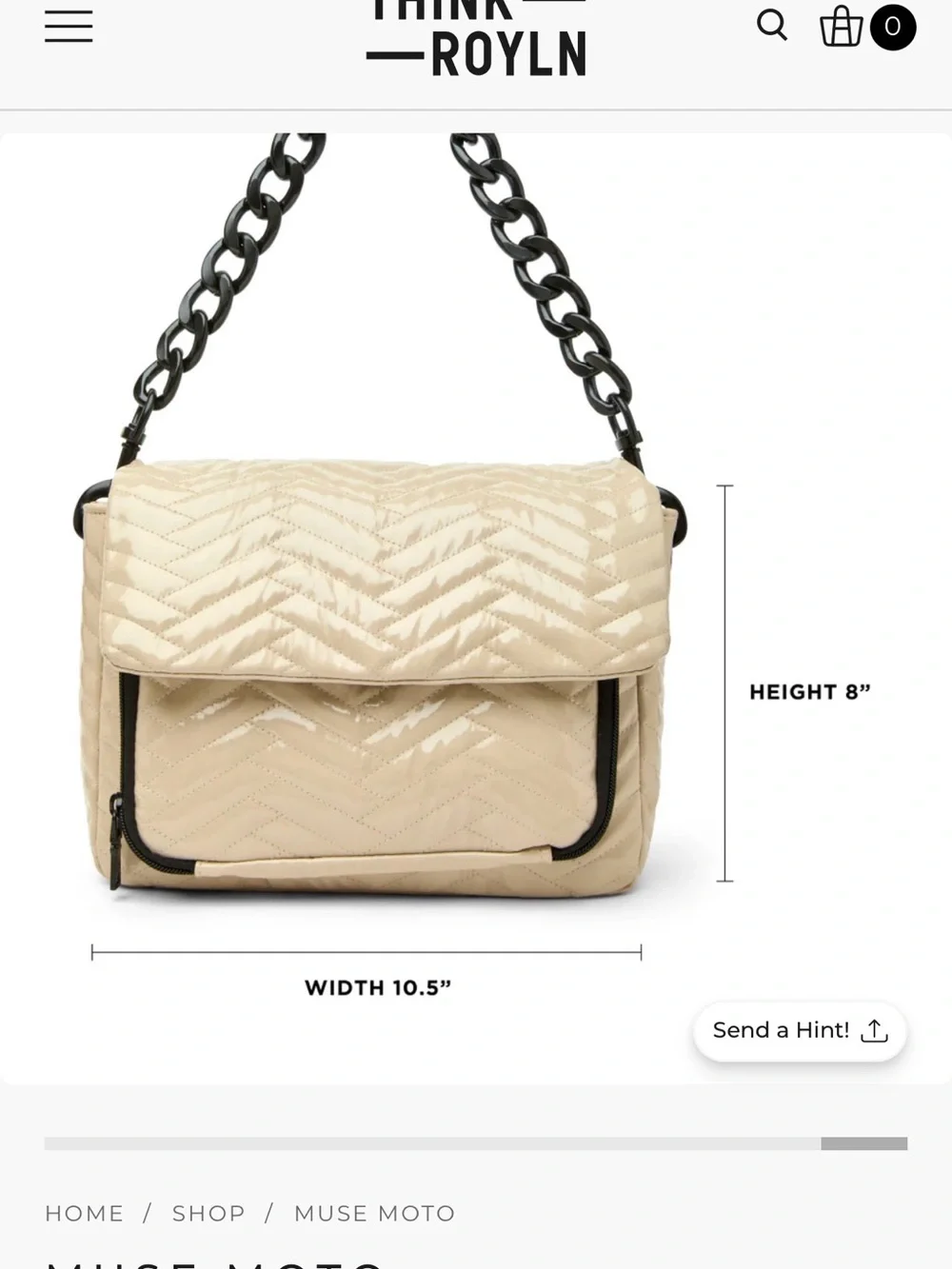 THINK ROYLN Muse Moto Quilted Crossbody Bag with Black Chain Strap